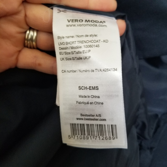 Vero Moda navy blue short trench coat lined - Picture 5 of 10